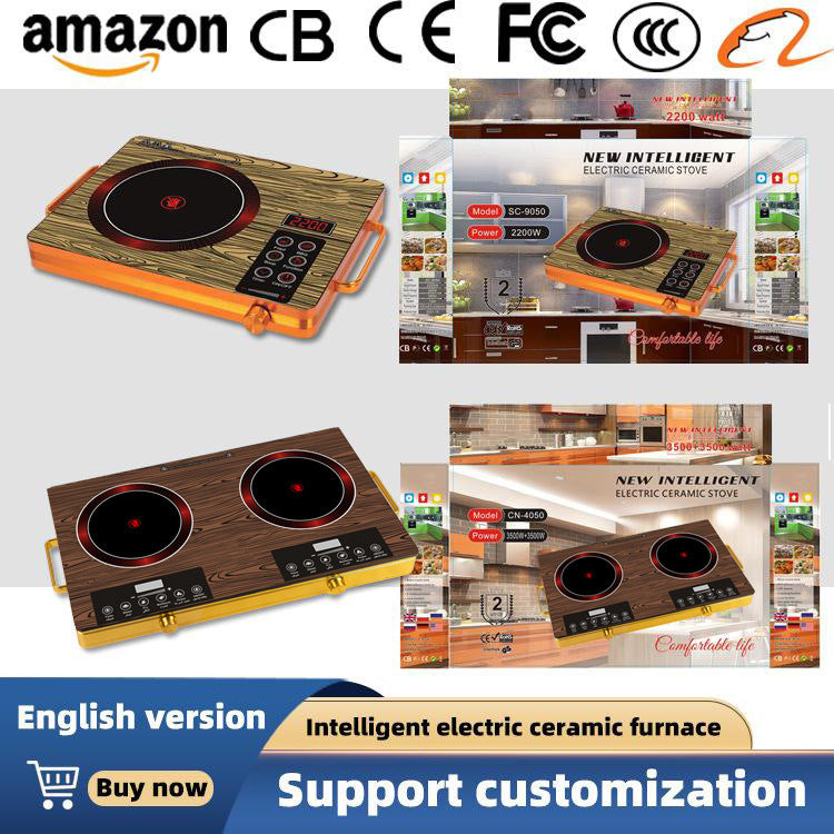 Double-burner electric ceramic stove, multifunctional high-power double-burner electric stove